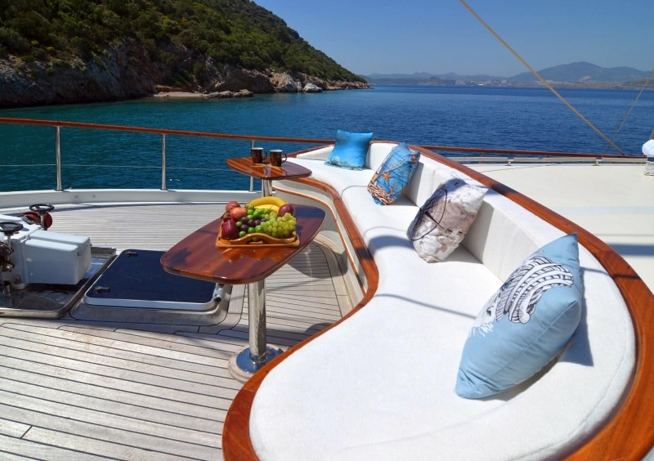 a boat with fruit on it aboard ZORBAS Yacht for Sale