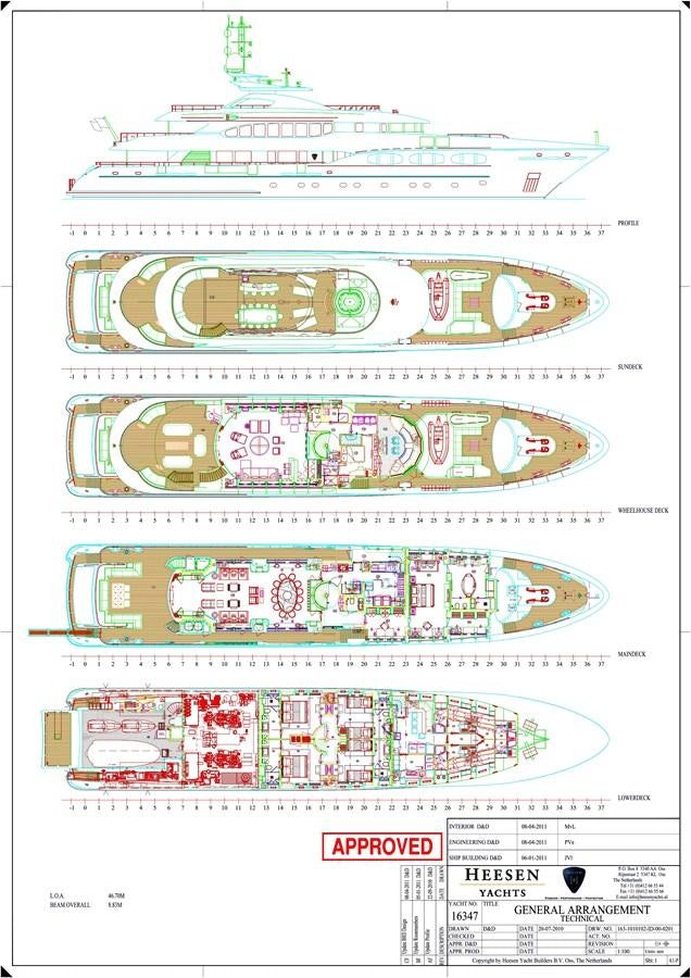 calendar aboard MY SECRET Yacht for Sale