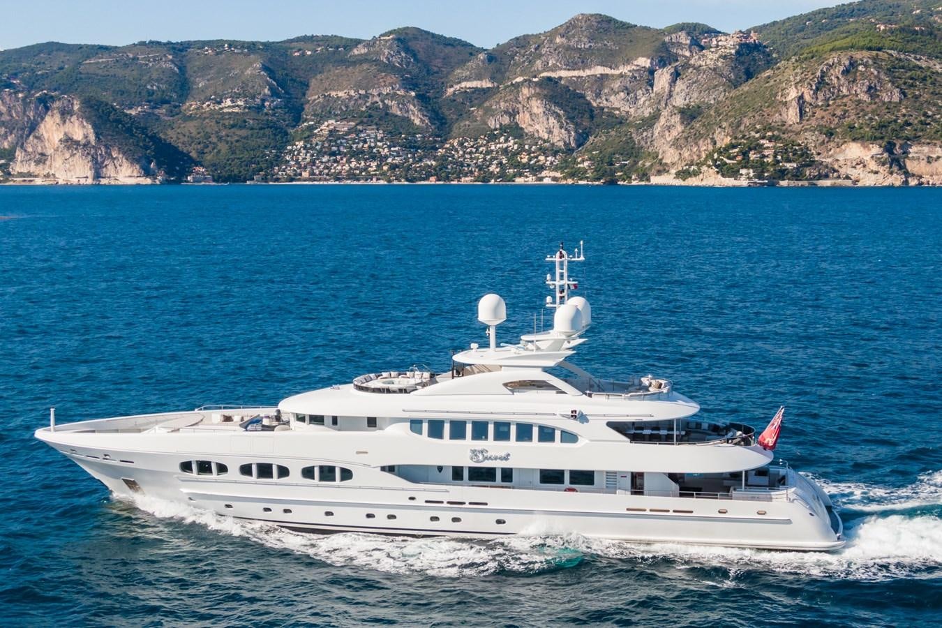 a white yacht on the water aboard MY SECRET Yacht for Sale