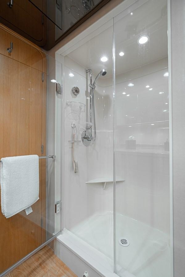 a shower with a glass door aboard ESOTERIC Yacht for Sale