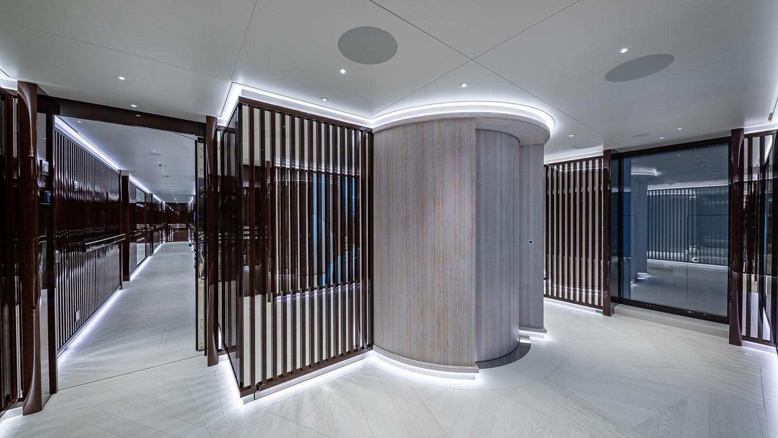 a large room with a large hallway aboard CC-SUMMER Yacht for Sale