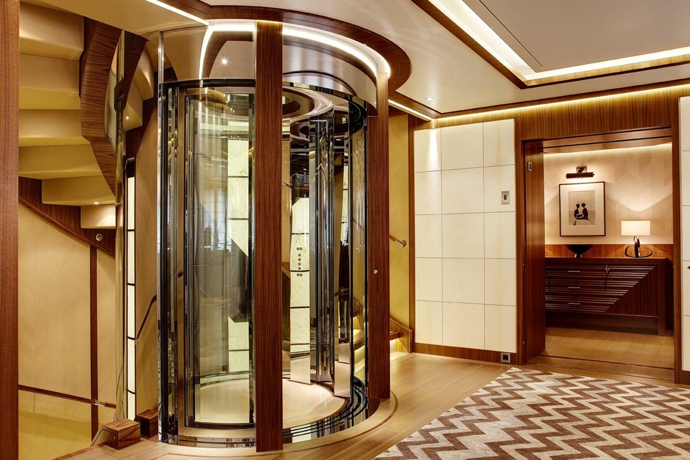 a large glass door aboard MAN OF STEEL Yacht for Sale