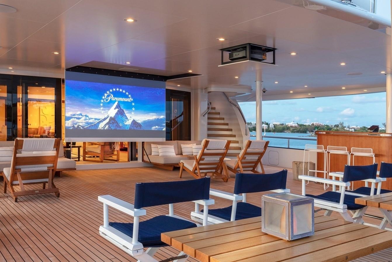 a room with a large screen aboard HBC Yacht for Charter