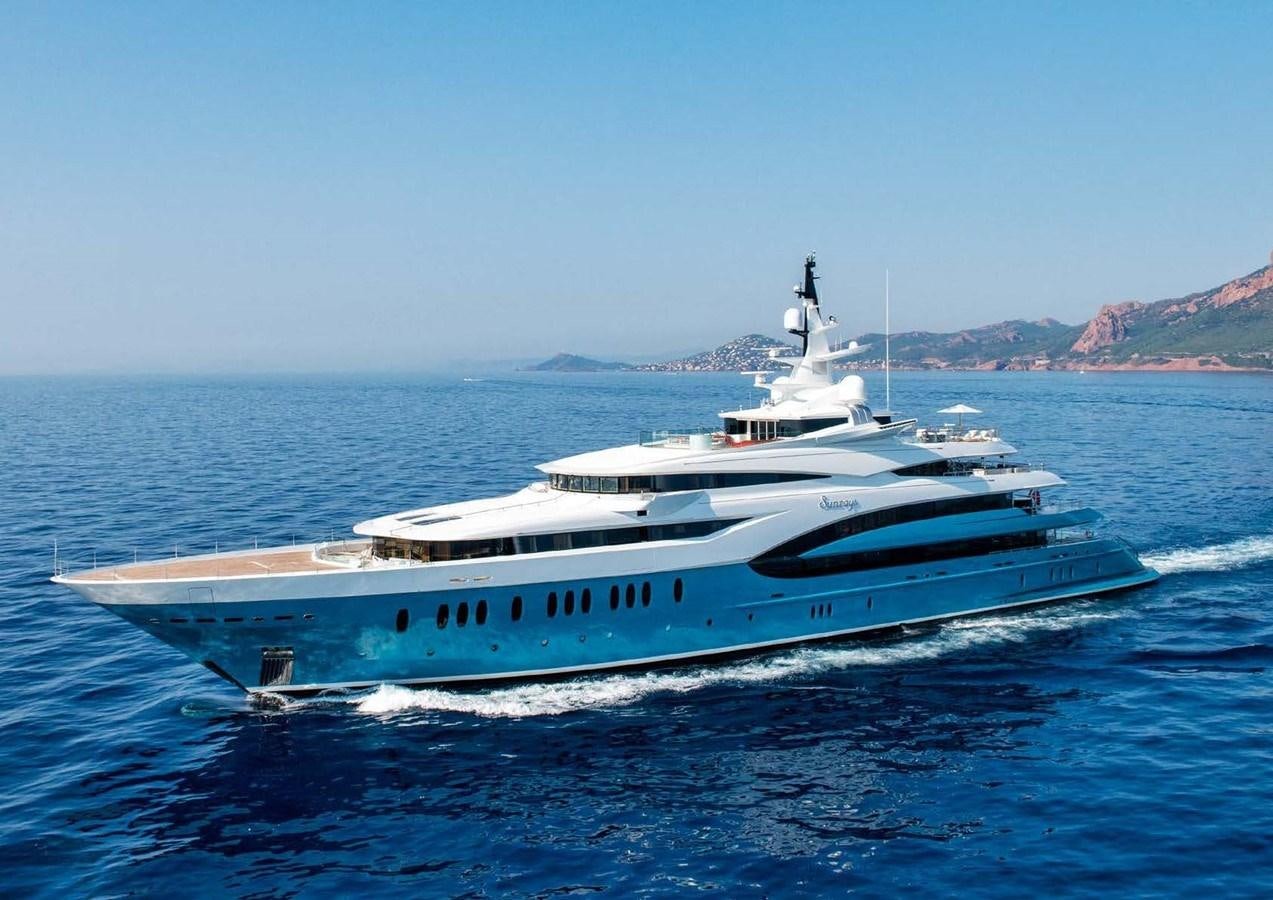 a white yacht on the water aboard SUNRAYS Yacht for Sale