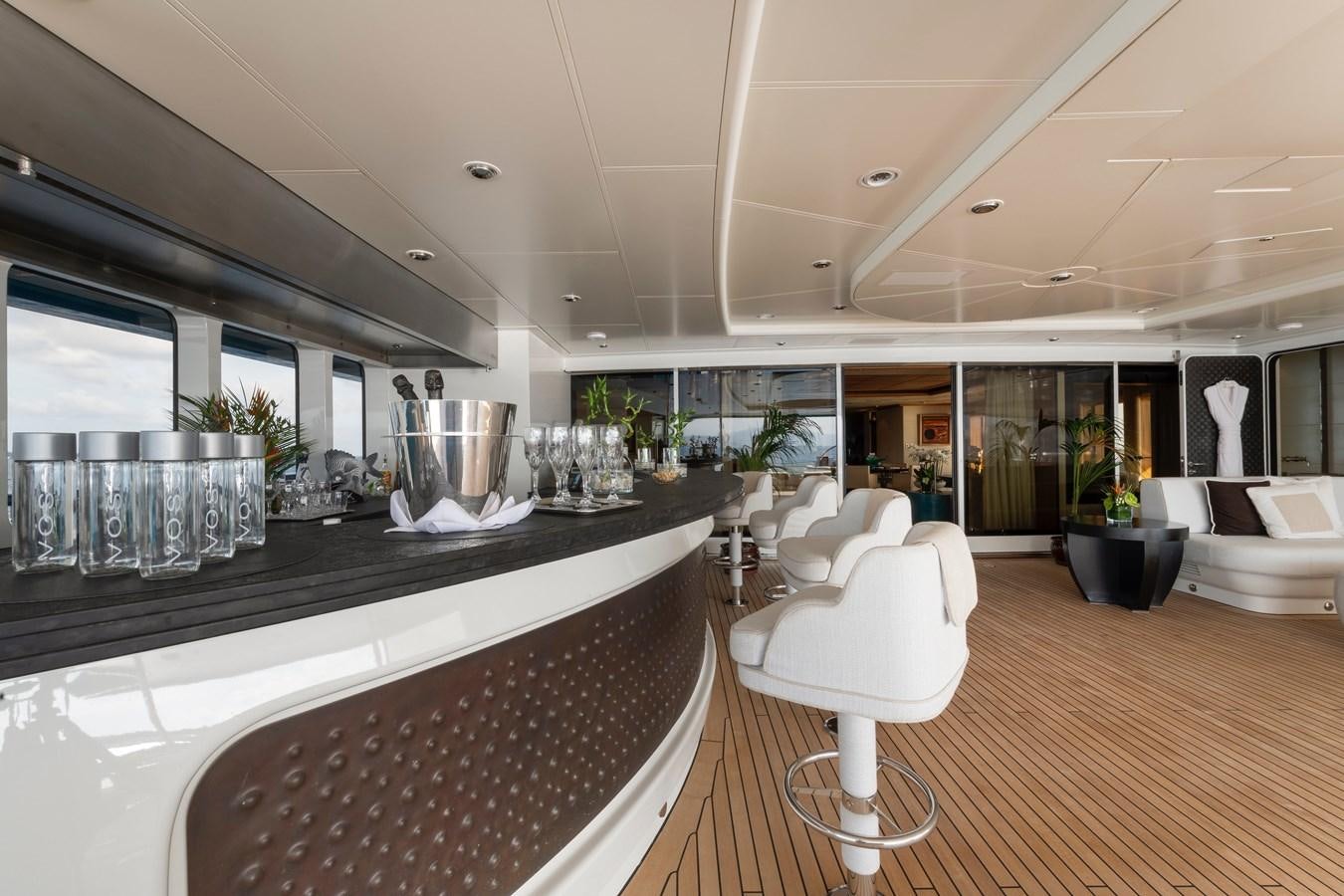 a large kitchen with a large island aboard SUNRAYS Yacht for Sale