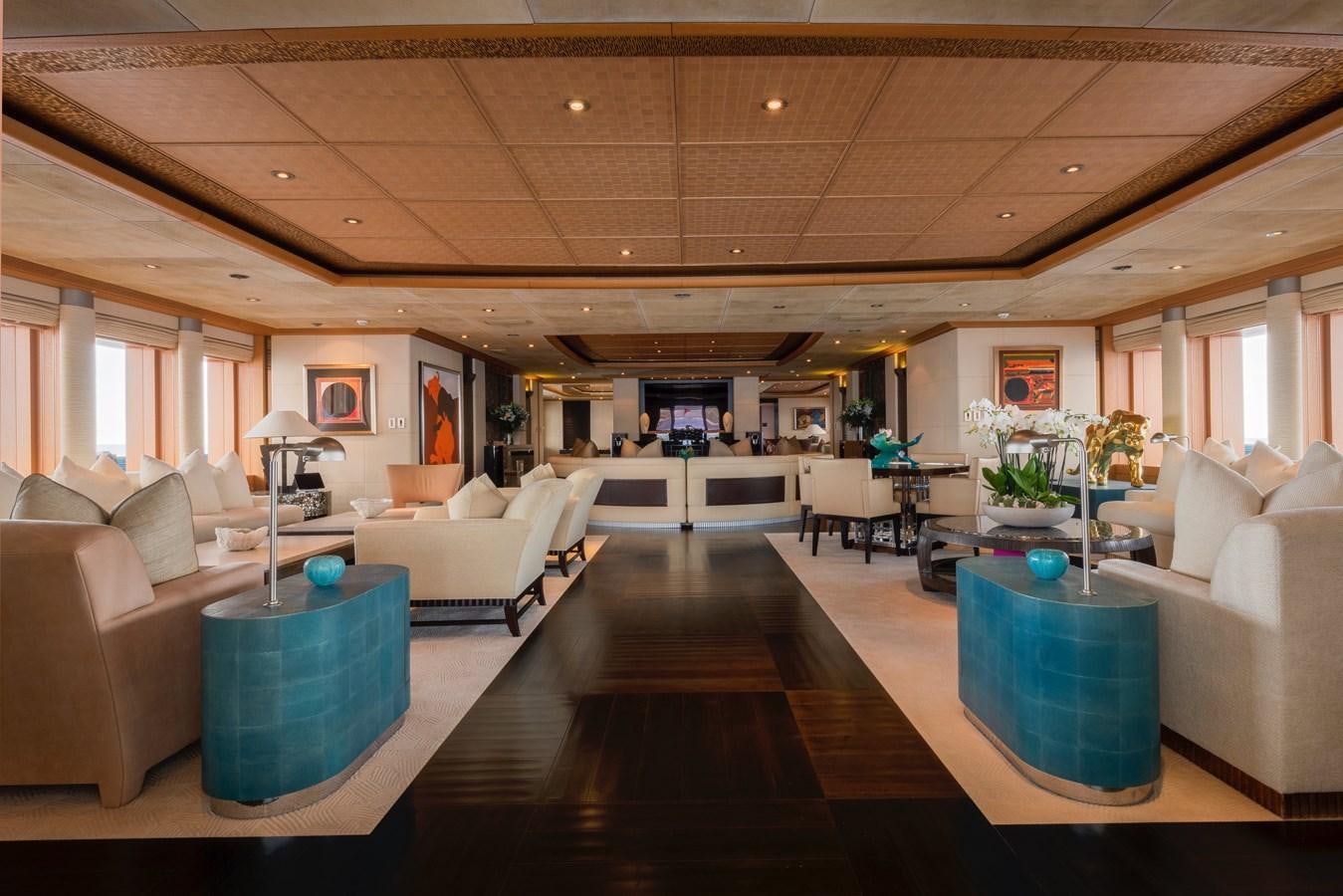 a large living room with a large open floor plan aboard SUNRAYS Yacht for Sale