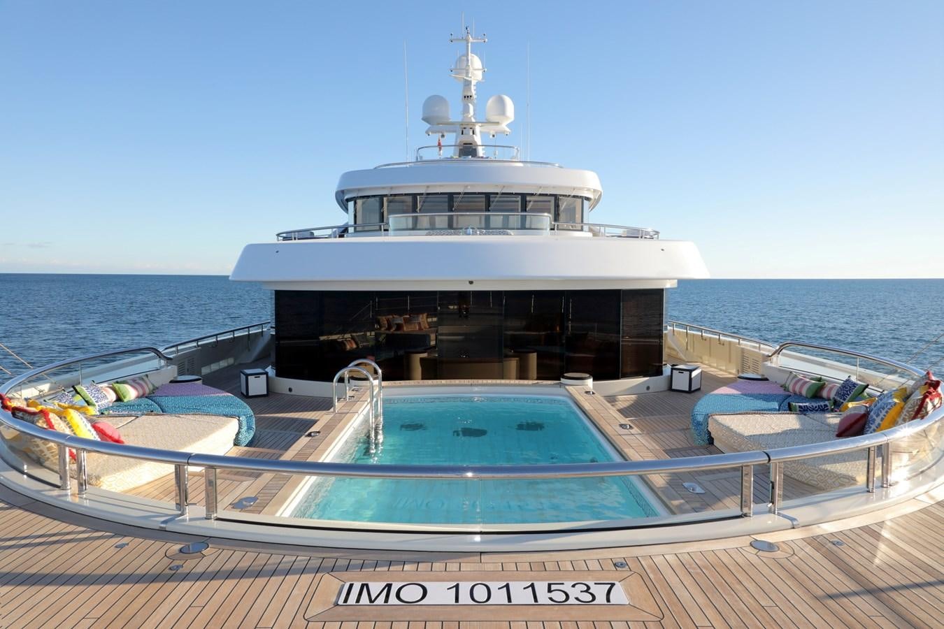 a cruise ship docked at a pier aboard EYE Yacht for Sale