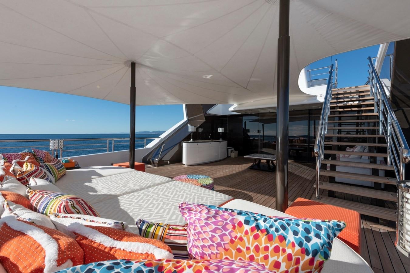 a bed on a boat aboard EYE Yacht for Sale