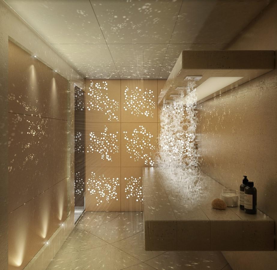 a room with a wall of glass aboard DUNYA  DY012 Yacht for Sale