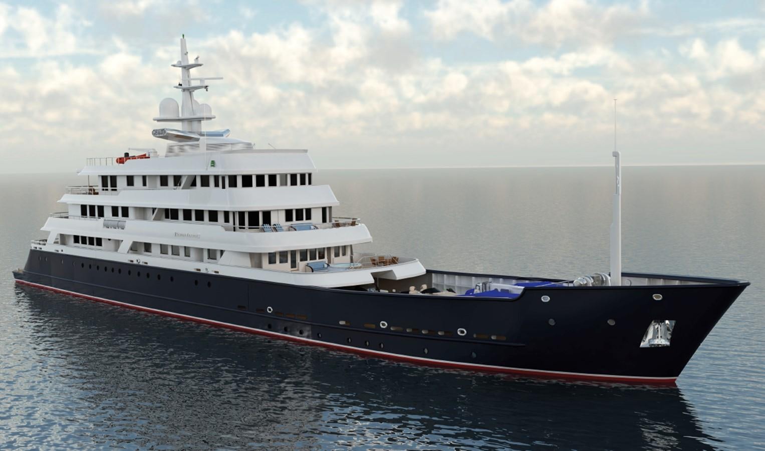 a large ship in the water aboard SIMON FRASER Yacht for Sale