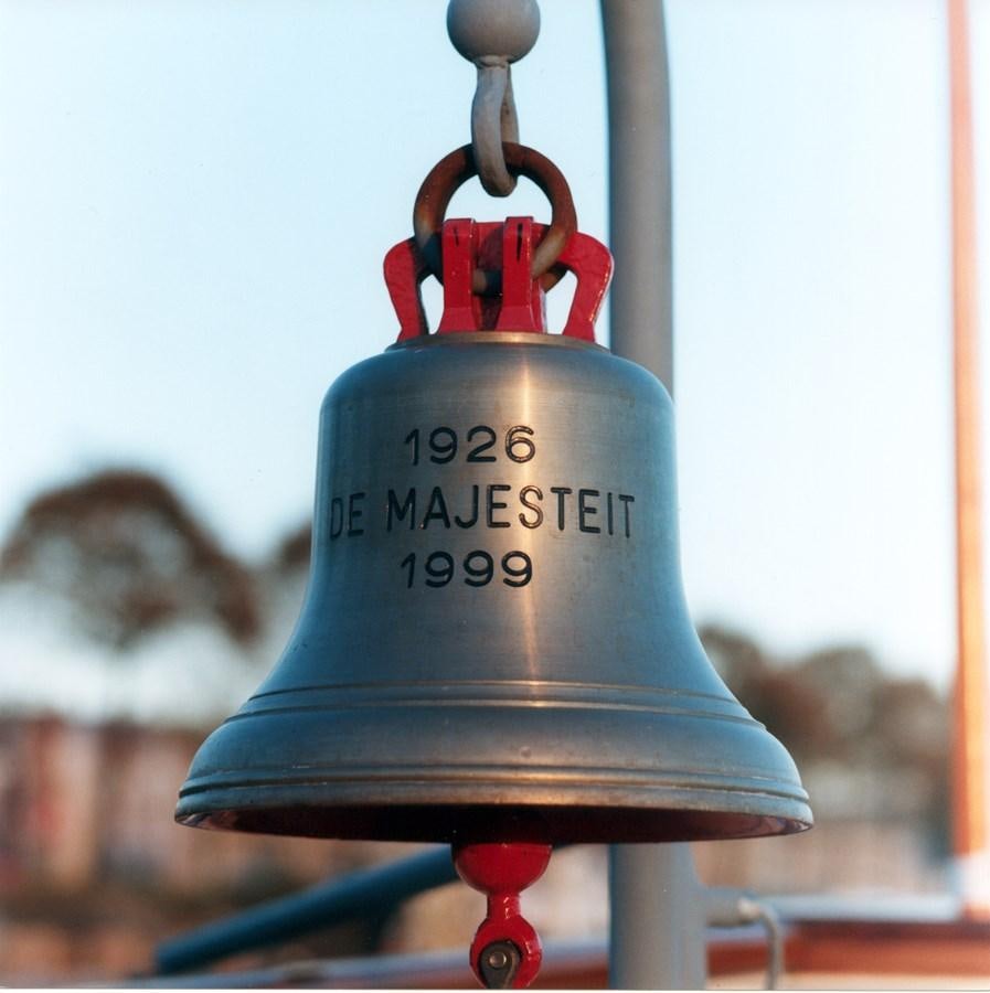a metal bell with a red cross aboard MAJESTEIT Yacht for Sale