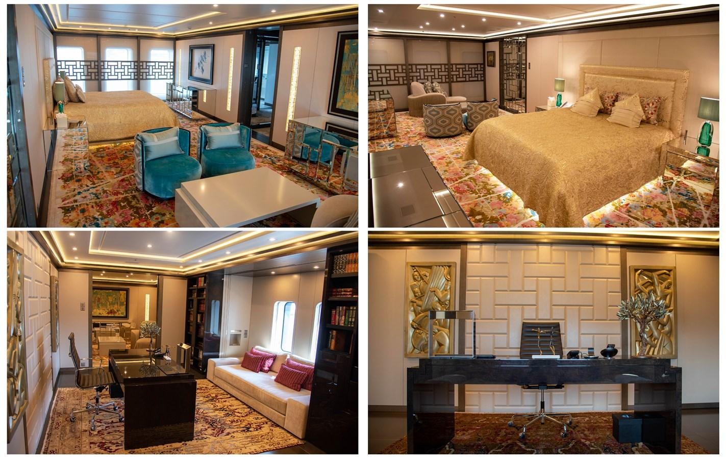 a collage of a living room aboard LADY VERA Yacht for Charter