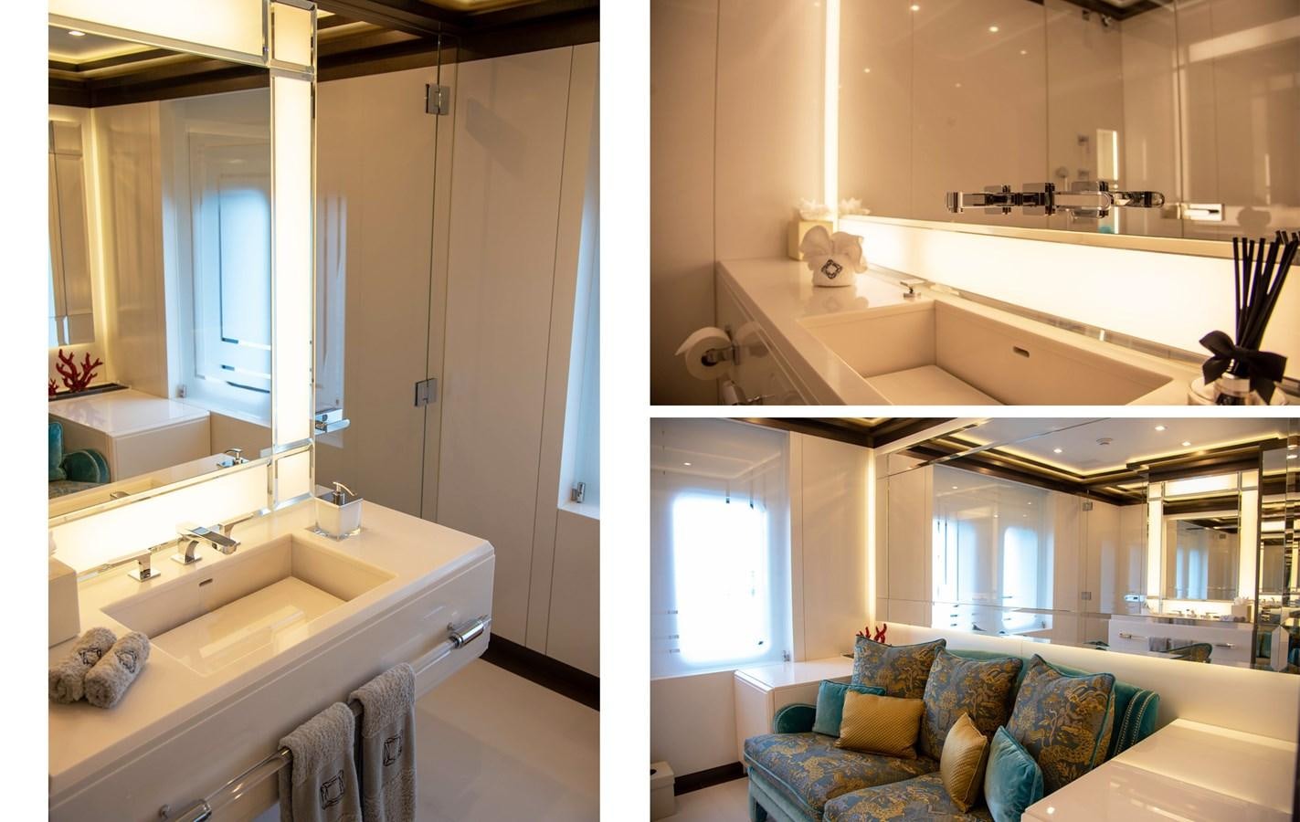 a bathroom with a tub sink and a bed aboard LADY VERA Yacht for Charter