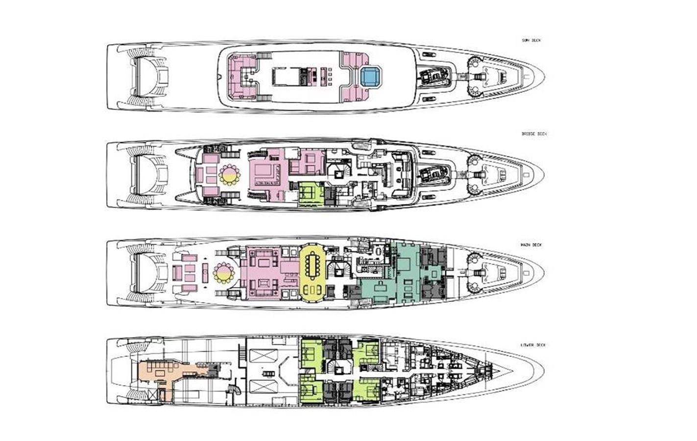 diagram, engineering drawing aboard LADY VERA Yacht for Sale