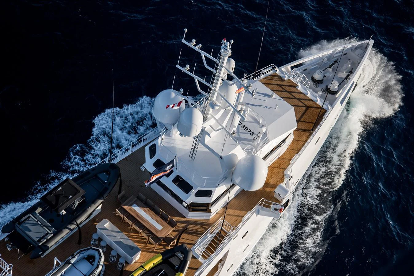 a satellite in space aboard INDRATUS Yacht for Sale