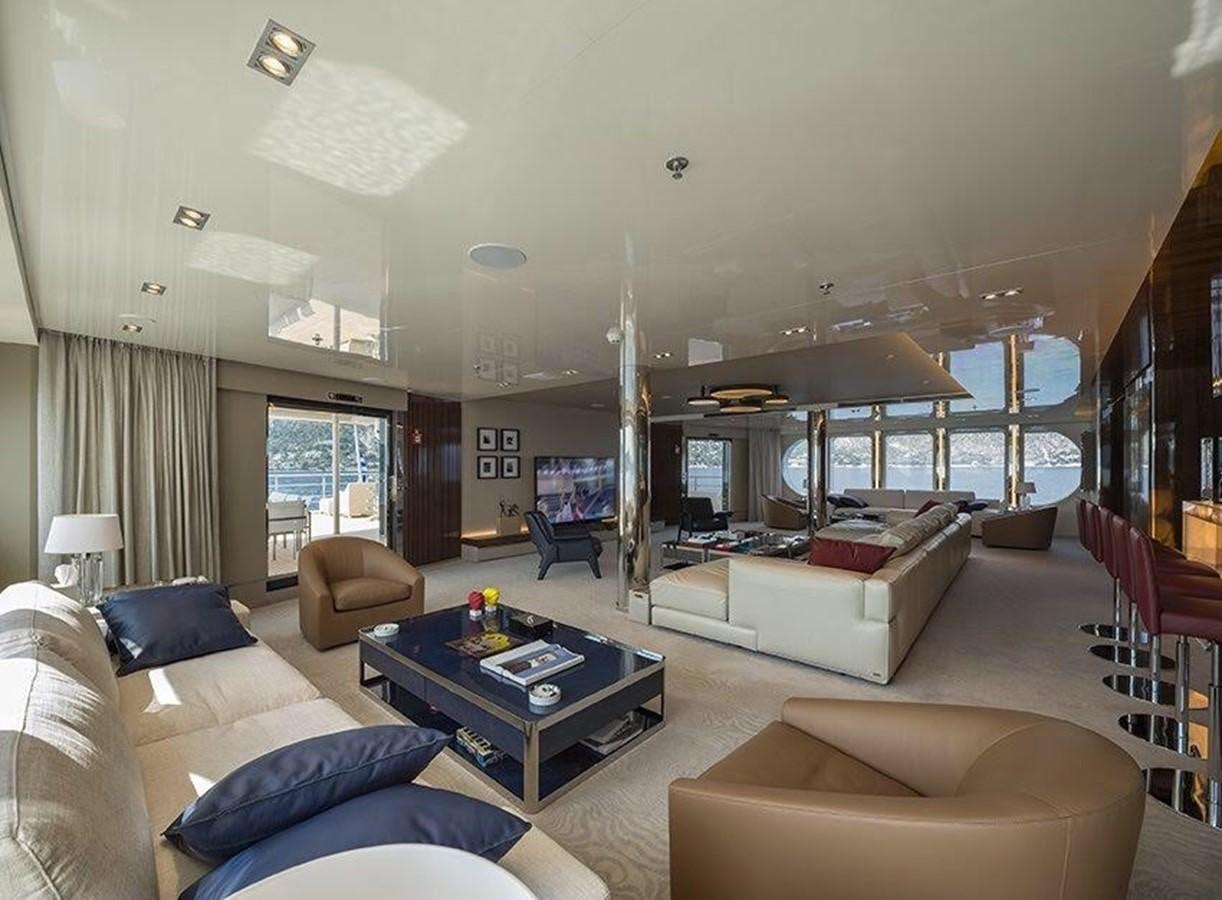 a living room with a large window aboard MARQUISE Yacht for Sale