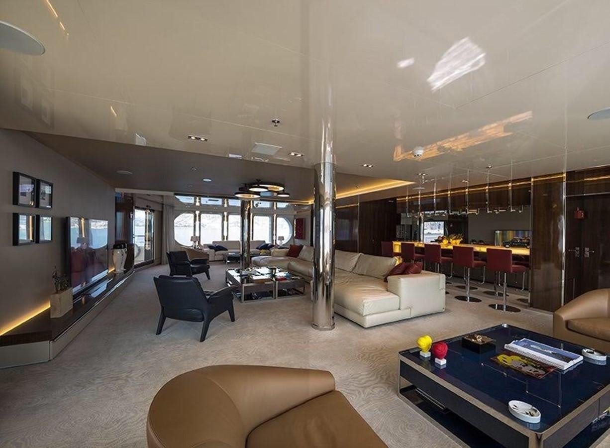 a living room with a large glass window aboard MARQUISE Yacht for Sale