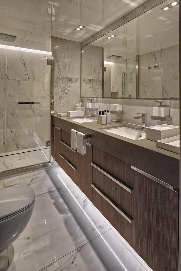 a bathroom with a large mirror aboard MARQUISE Yacht for Sale