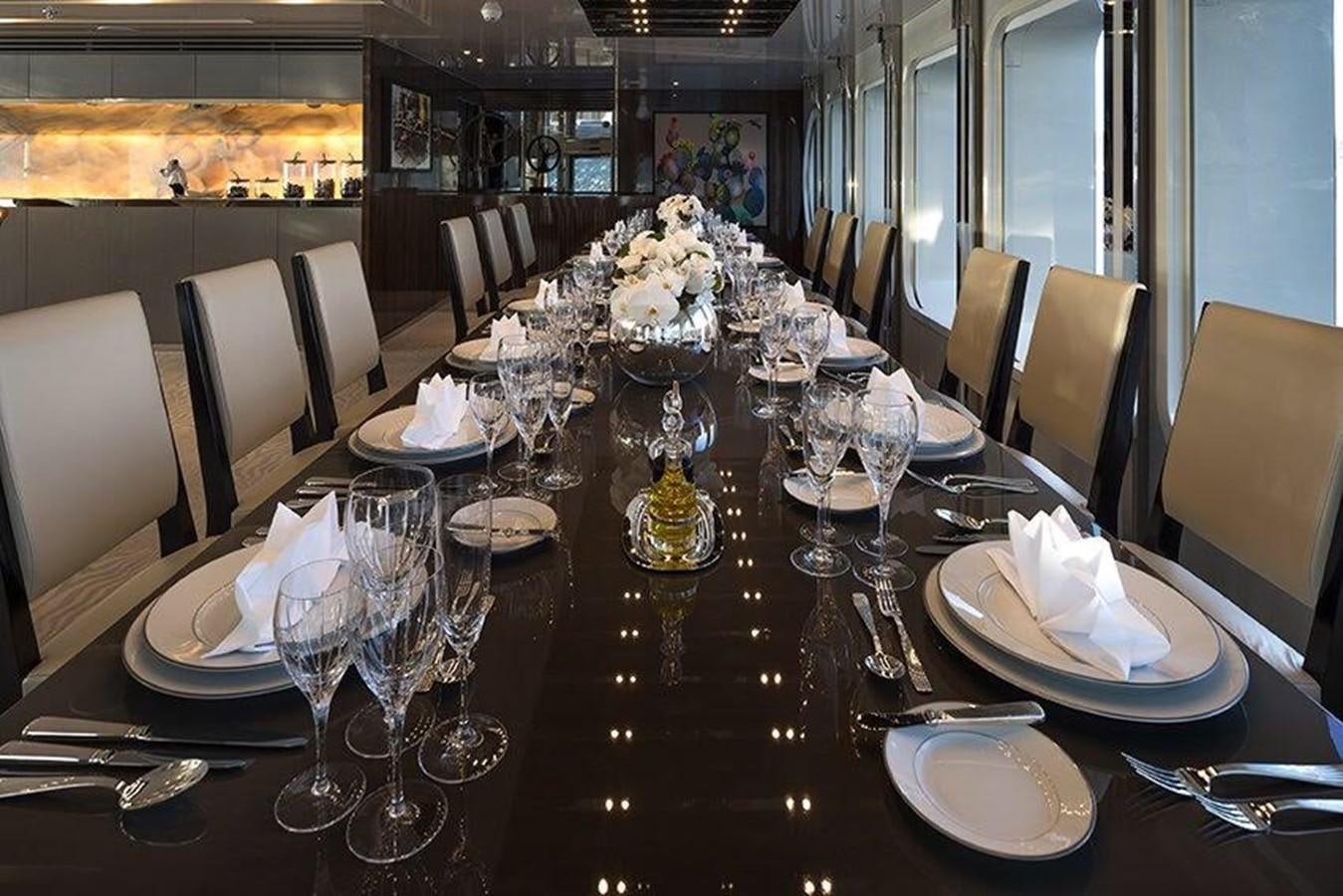 a table set for a dinner aboard MARQUISE Yacht for Sale