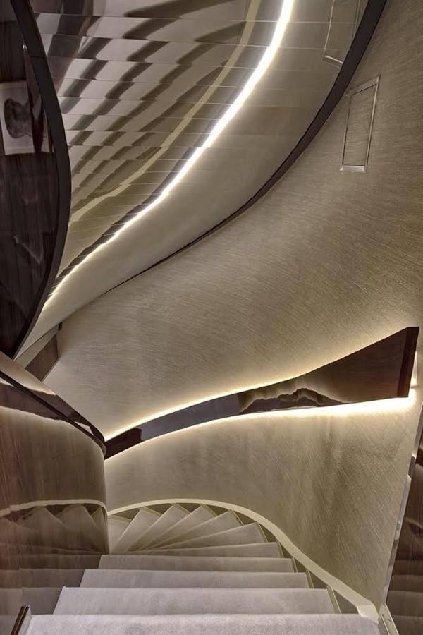 a staircase with a glass ceiling aboard MARQUISE Yacht for Sale