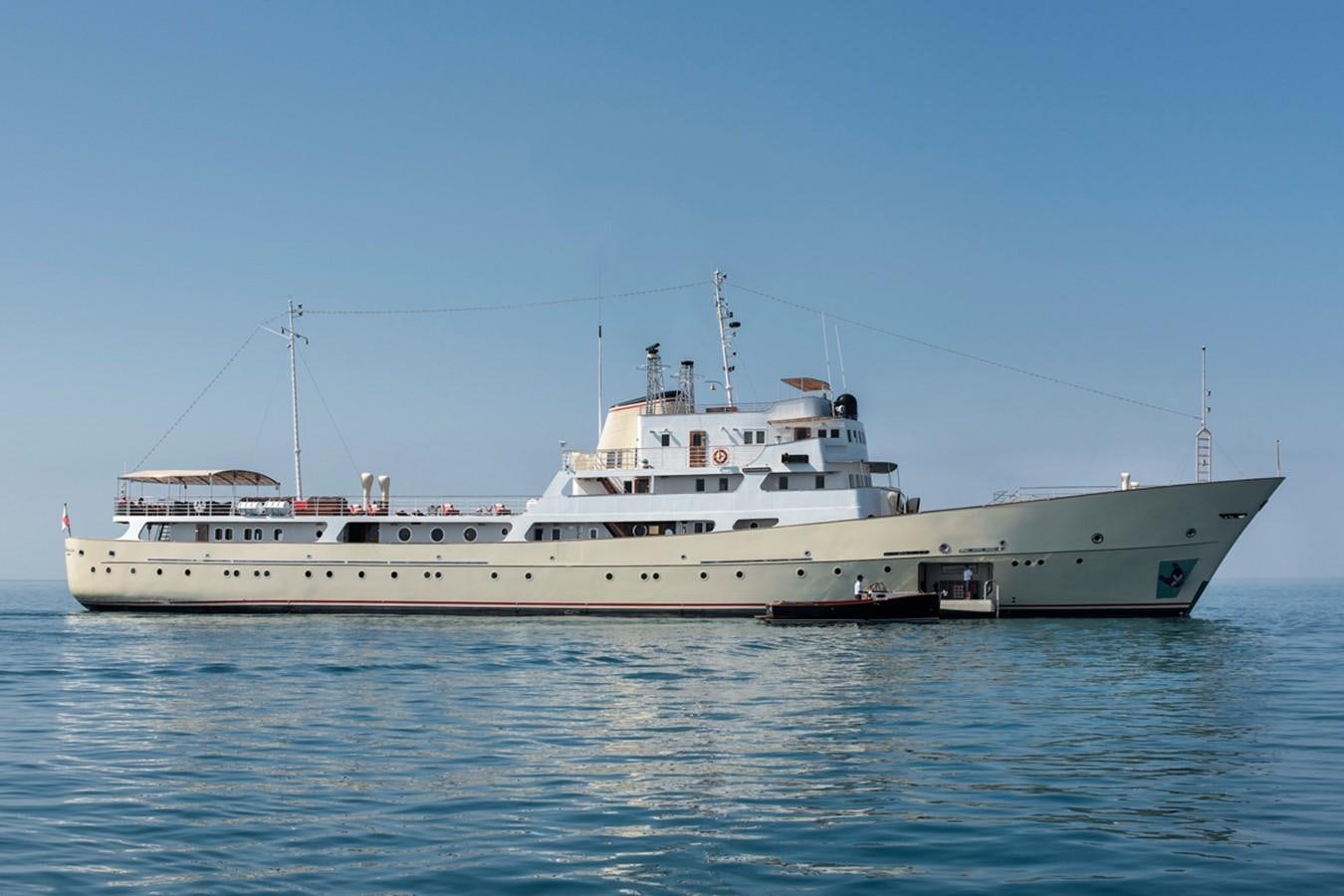 a large white ship aboard NORTH SEA Yacht for Sale
