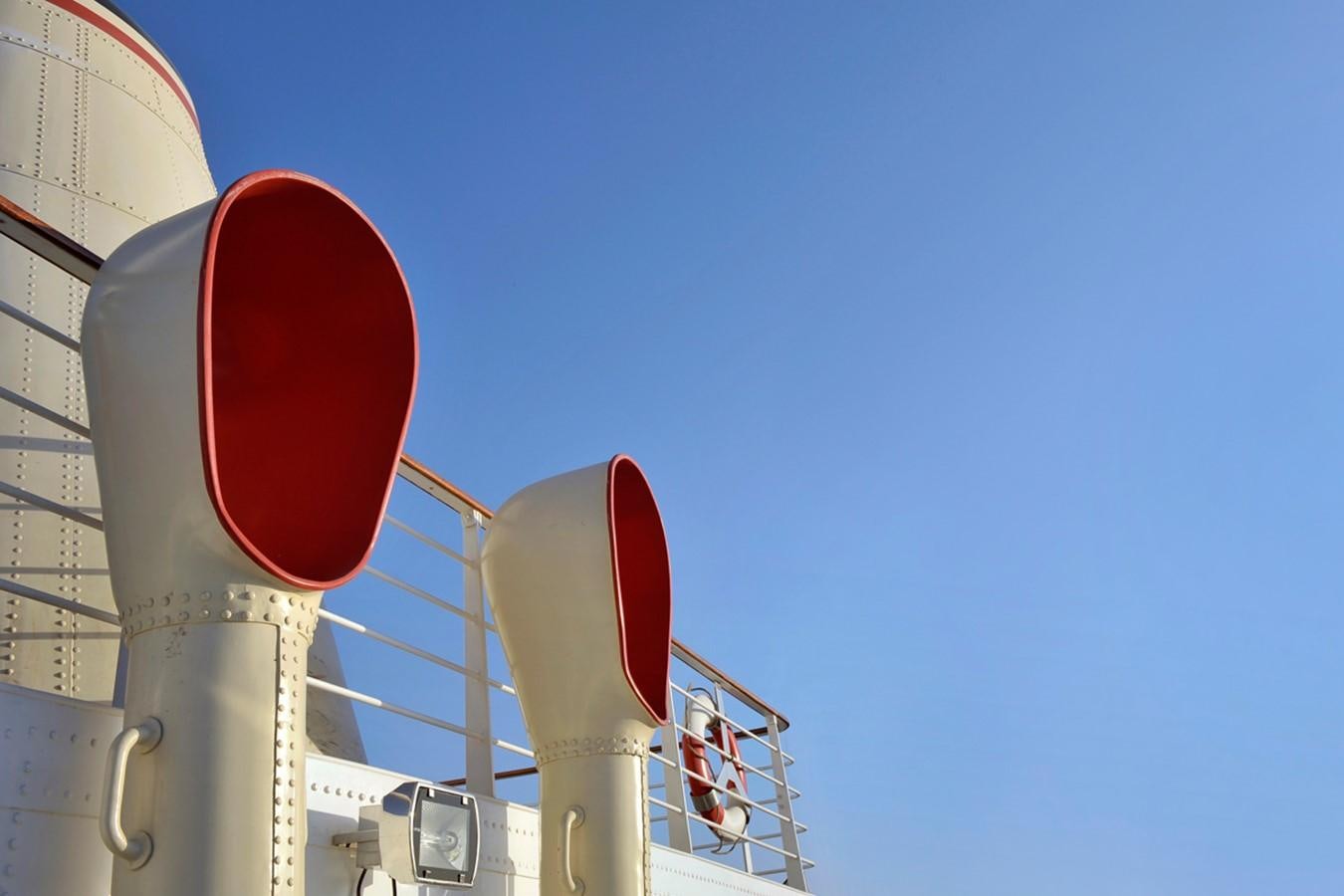 a red and white cylindrical object aboard NORTH SEA Yacht for Sale