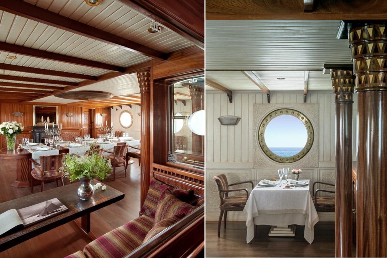 a room with a table and chairs aboard NORTH SEA Yacht for Sale