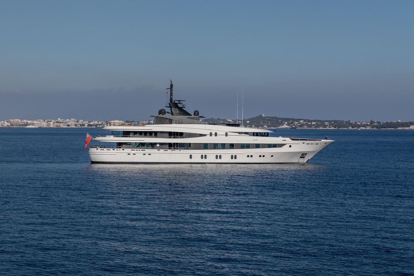 a large white boat in the water aboard AHS Yacht for Sale