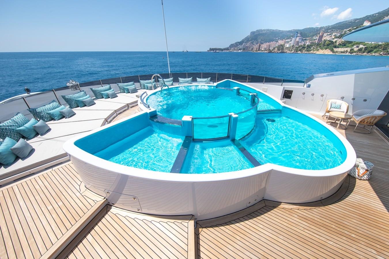 a pool on a deck aboard AHS Yacht for Sale
