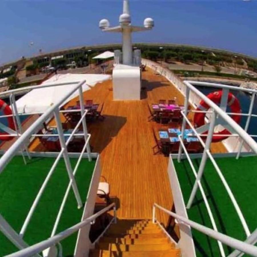 a deck with a deck and a water tower aboard BLUE DAWN Yacht for Sale