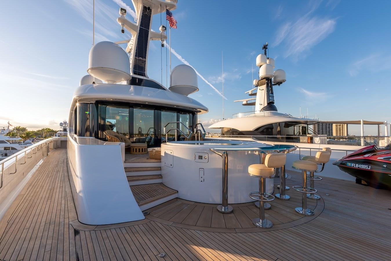 a boat on a dock aboard MARGUERITE Yacht for Sale