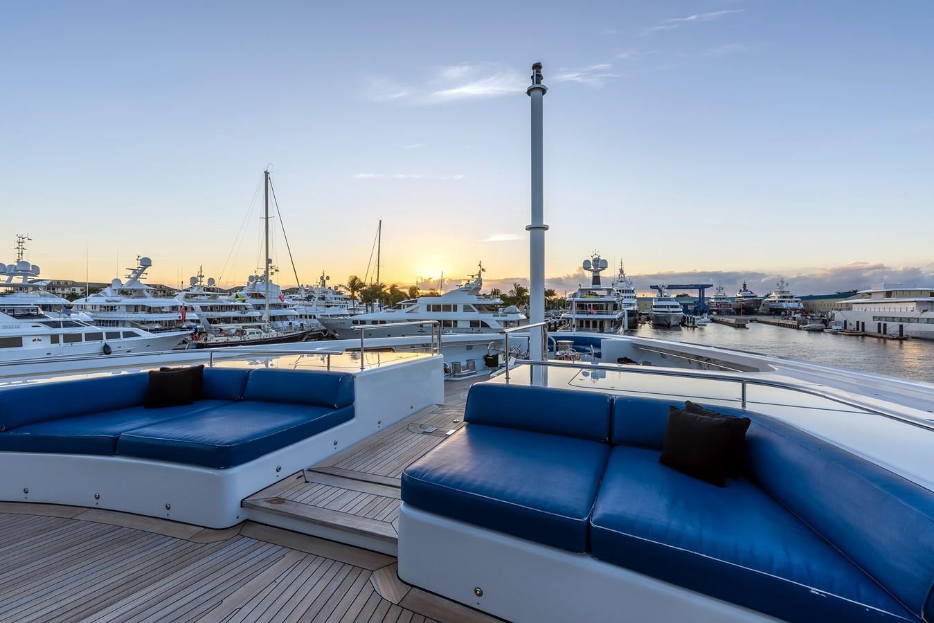 a boat dock with boats aboard MARGUERITE Yacht for Sale