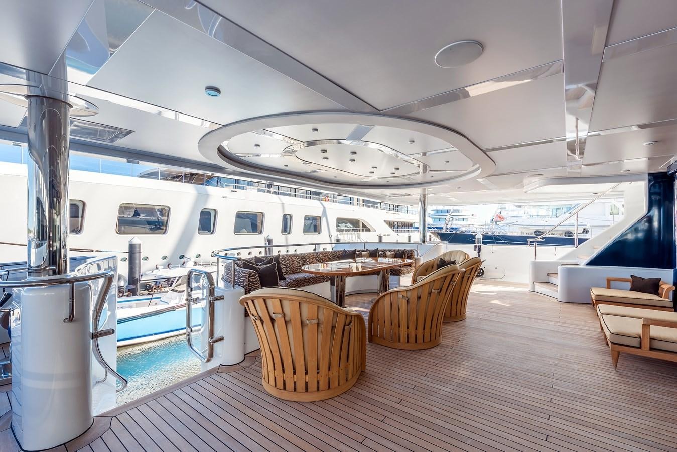 a boat in a large room aboard MARGUERITE Yacht for Sale