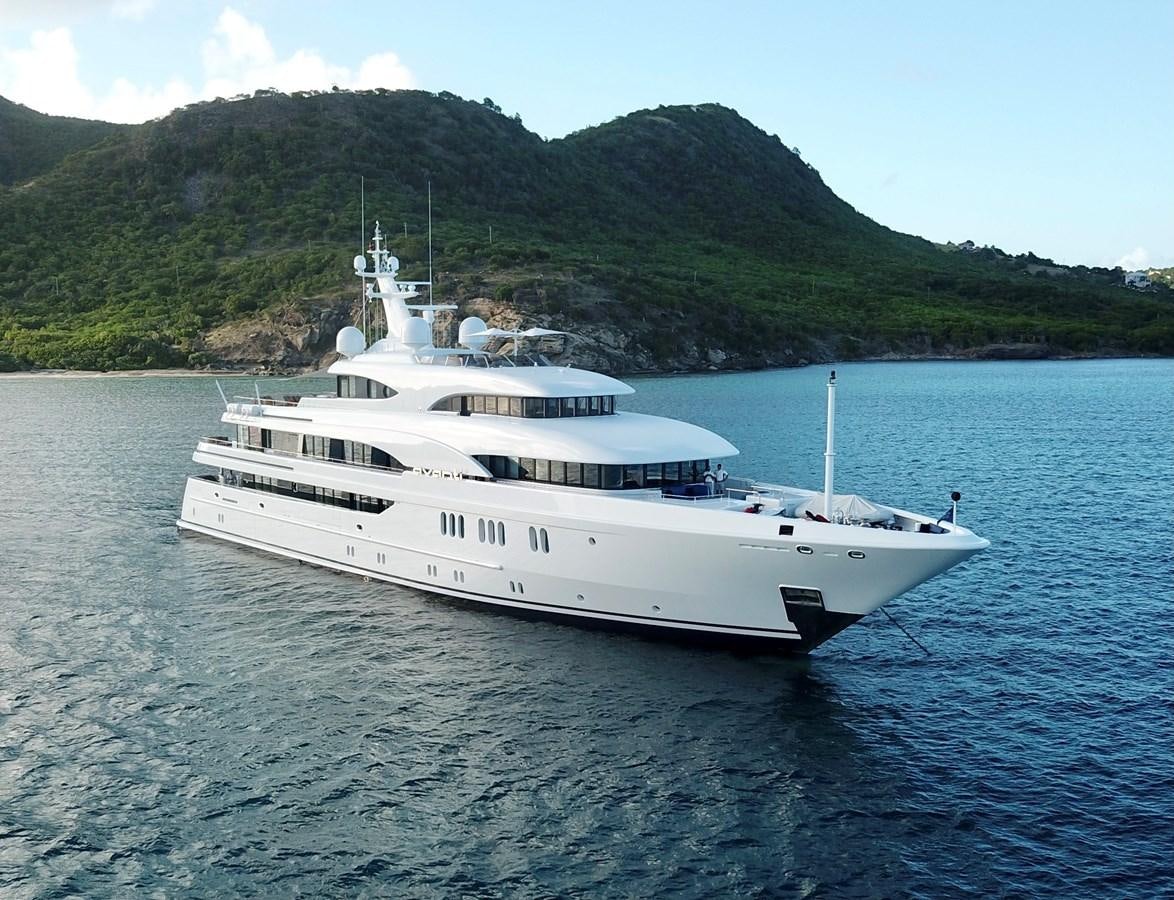 a white boat in the water aboard MARGUERITE Yacht for Sale