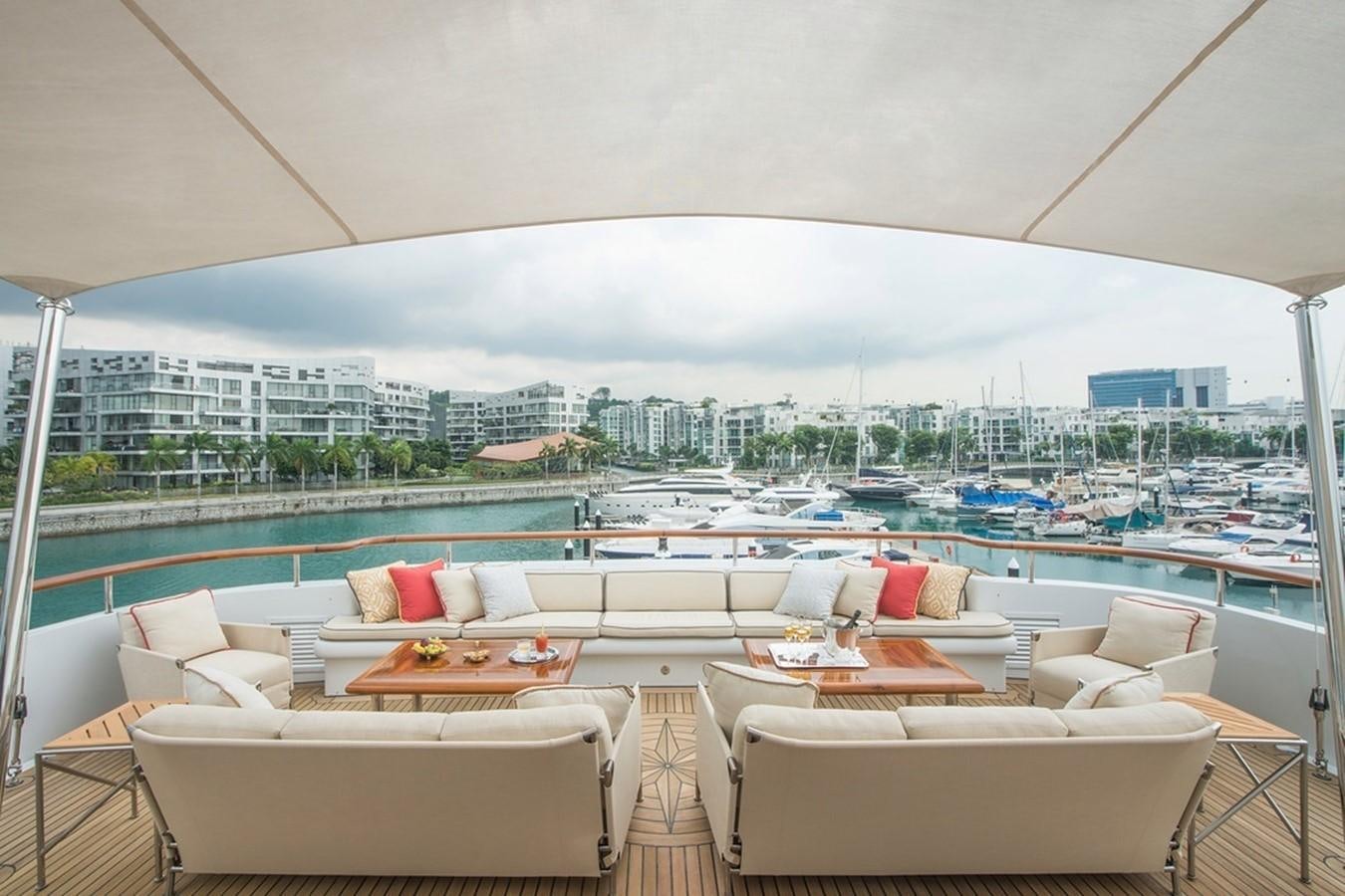 a room with a view of a city and a body of water aboard PARAFFIN Yacht for Sale