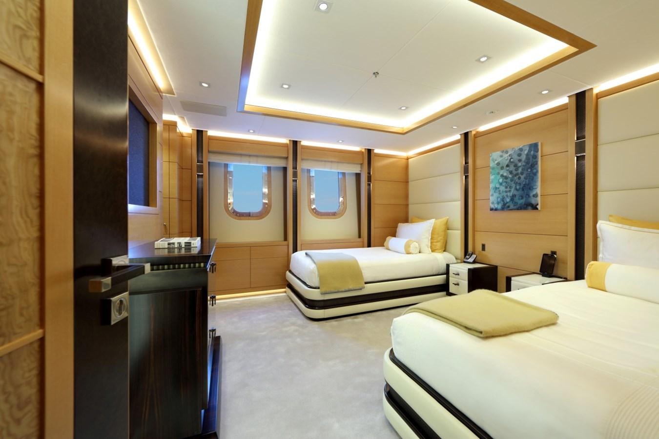 a room with a bed and a tv aboard FORMOSA Yacht for Sale