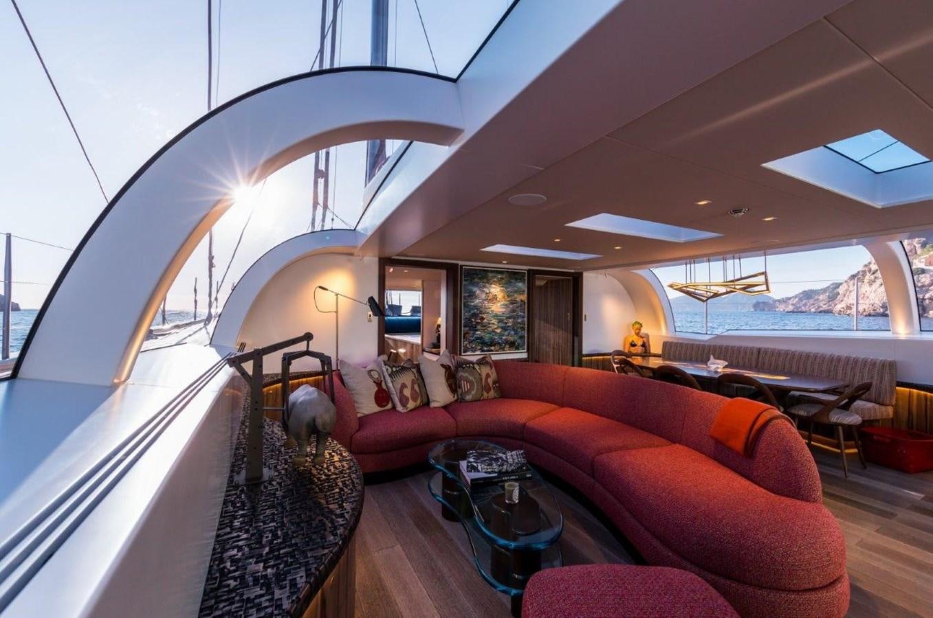 a boat is parked in a large room aboard NGONI Yacht for Sale