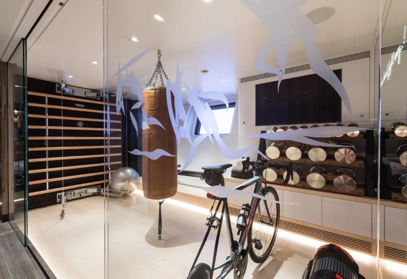 a bicycle in a room aboard NGONI Yacht for Sale