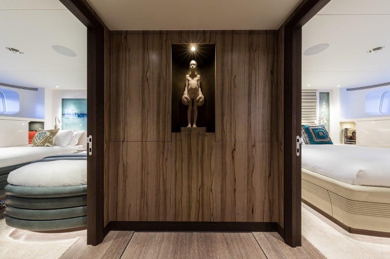 a wood wall in a room aboard NGONI Yacht for Sale