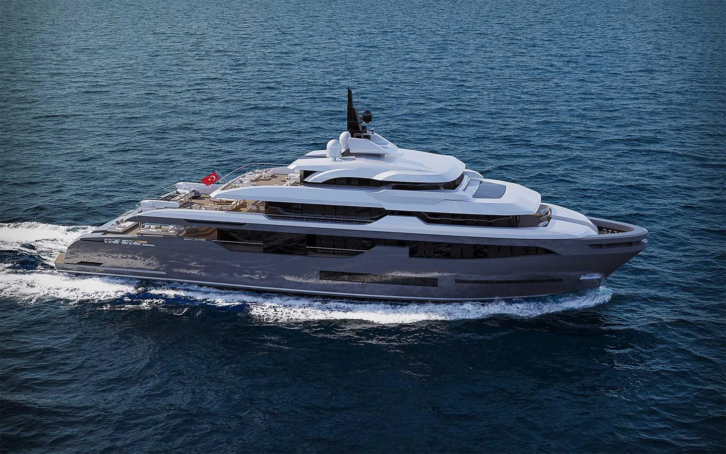 a boat on the water aboard RMK 58 Yacht for Sale