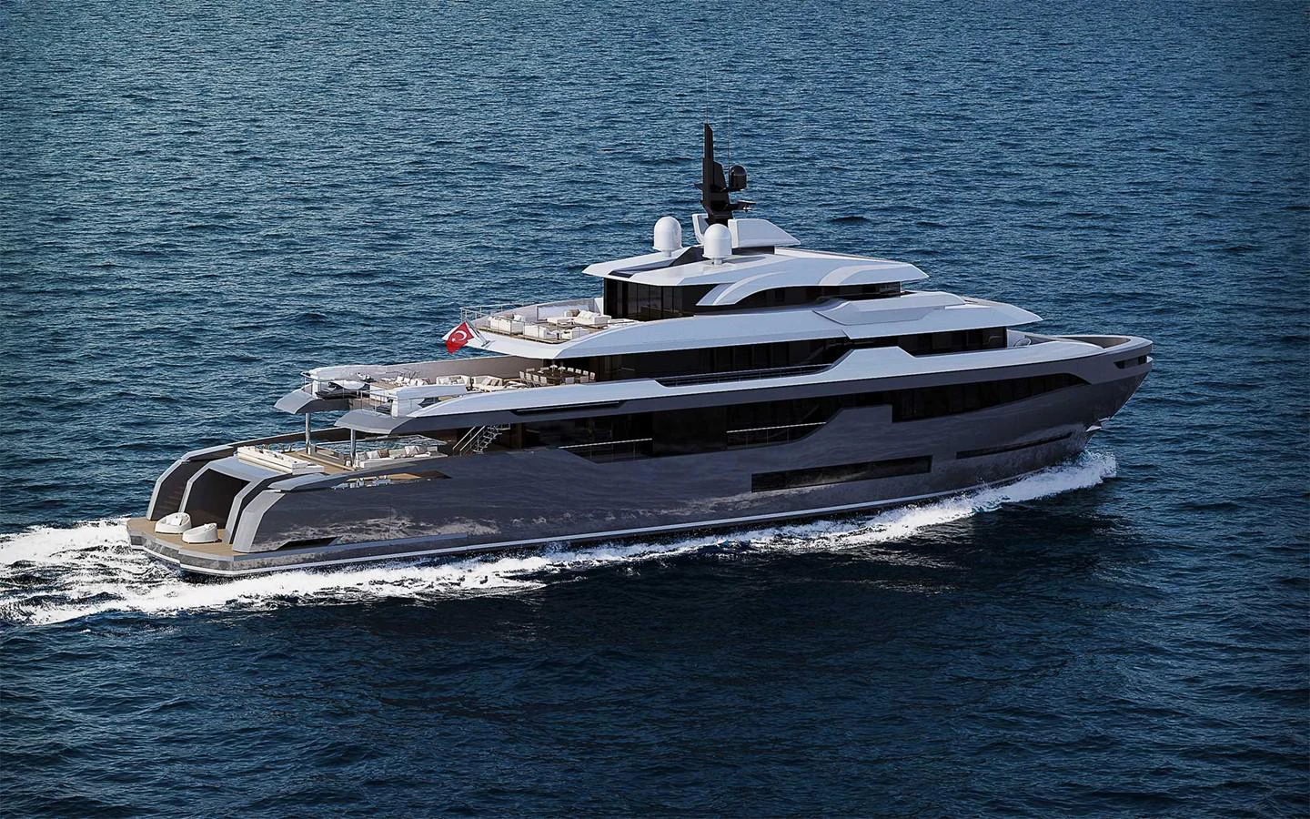 a boat on the water aboard RMK 58 Yacht for Sale