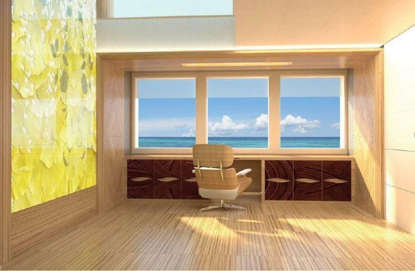 a room with chairs and a table aboard PROJECT 561 Yacht for Sale