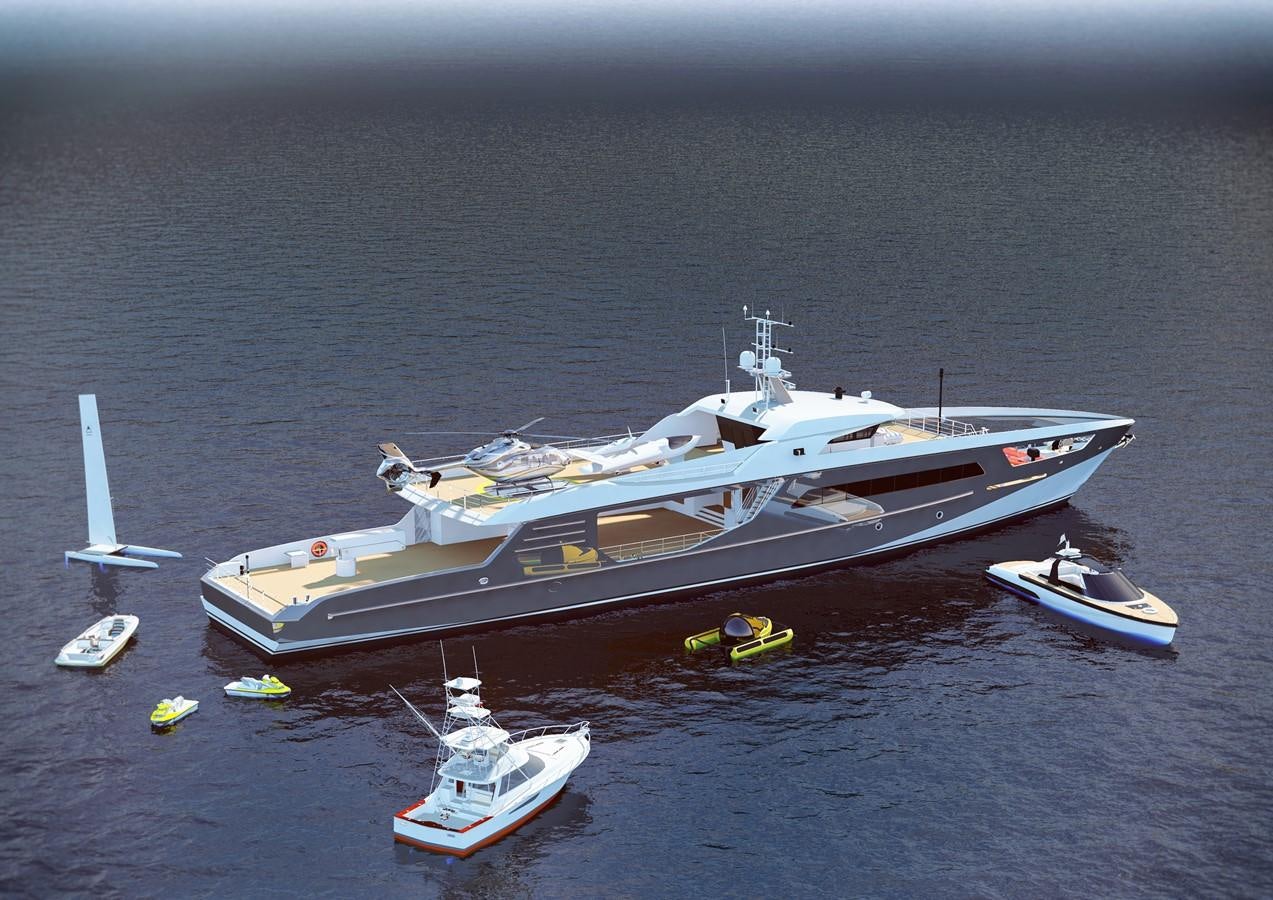 a space shuttle on a body of water aboard THE ULTIMATE SHADOW VESSEL Yacht for Sale