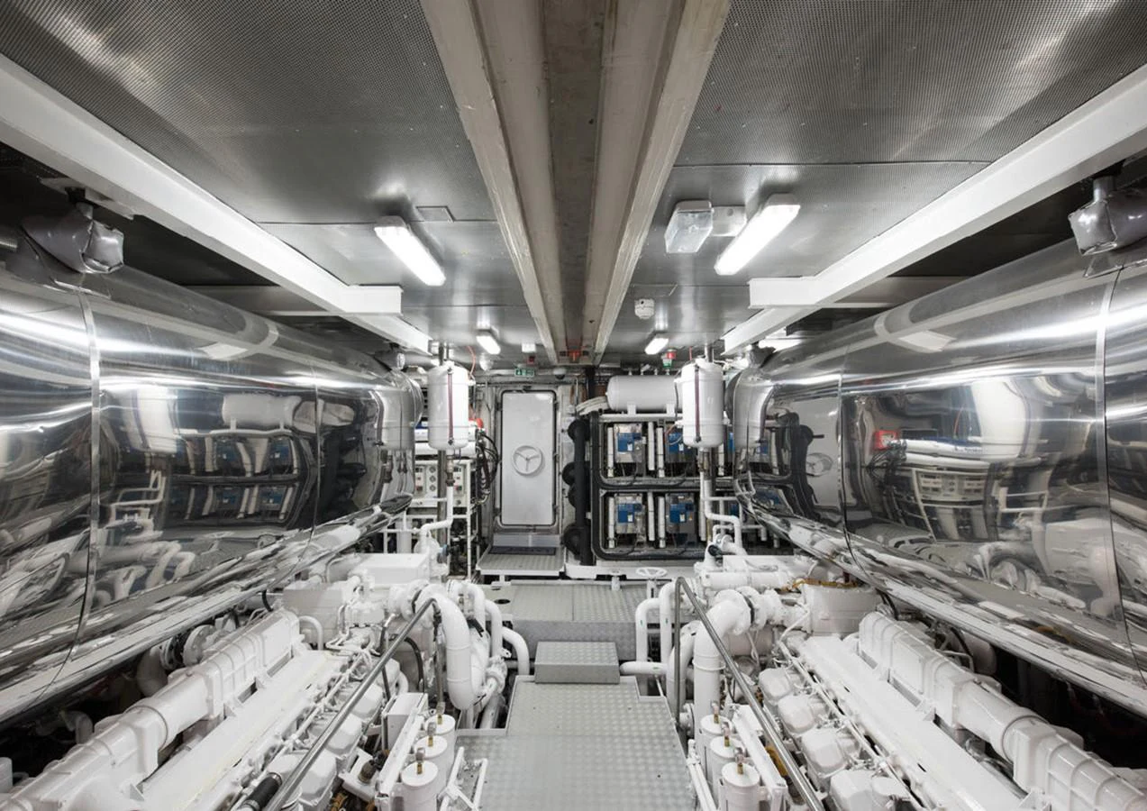 a room with machinery aboard LADY A Yacht for Sale