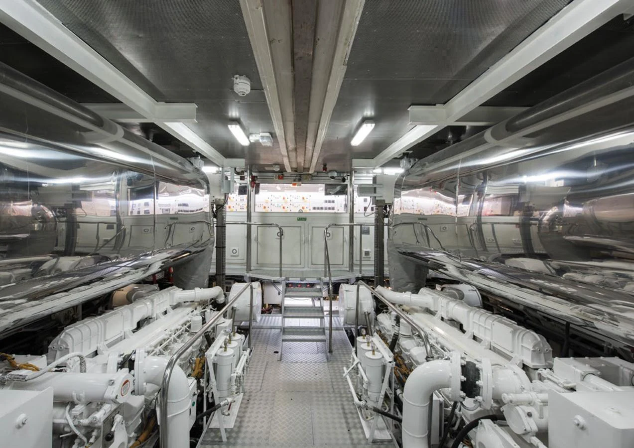 a large room with machinery aboard LADY A Yacht for Sale