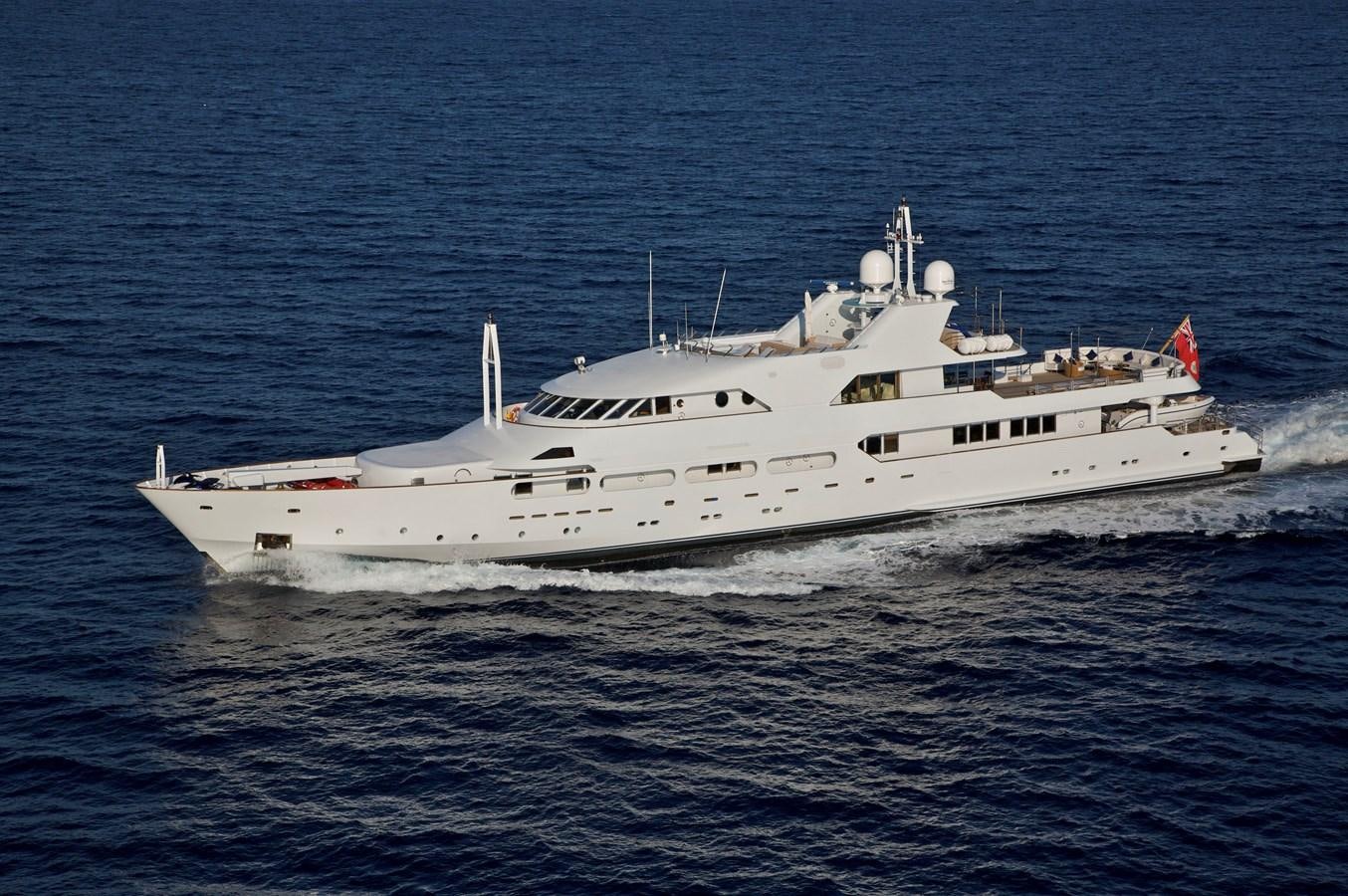 a white boat in the water aboard ACHILLES Yacht for Sale