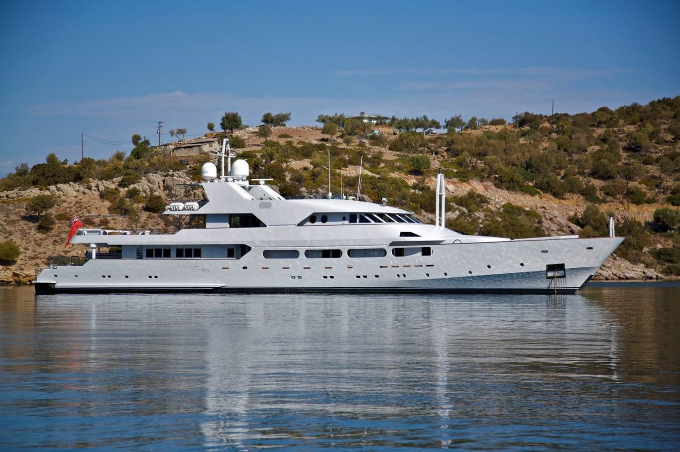 a white yacht on the water aboard ACHILLES Yacht for Sale