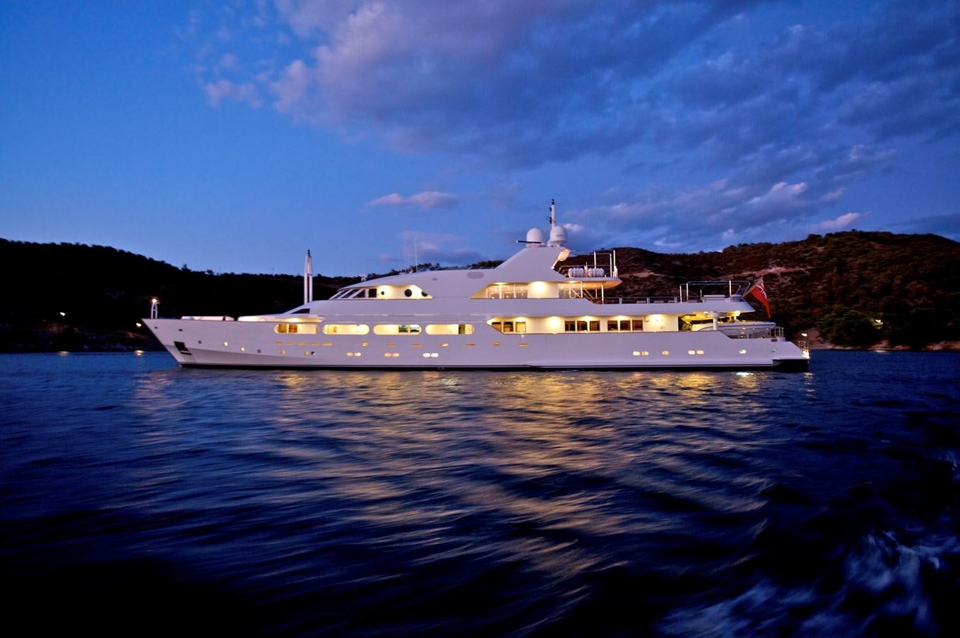 a large ship in the water aboard ACHILLES Yacht for Sale