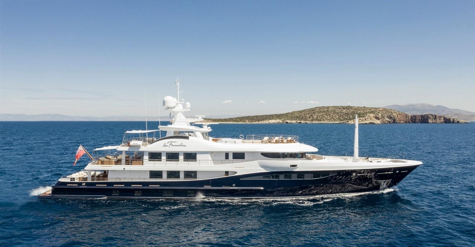 a boat on the water aboard LA FAMILIA Yacht for Sale