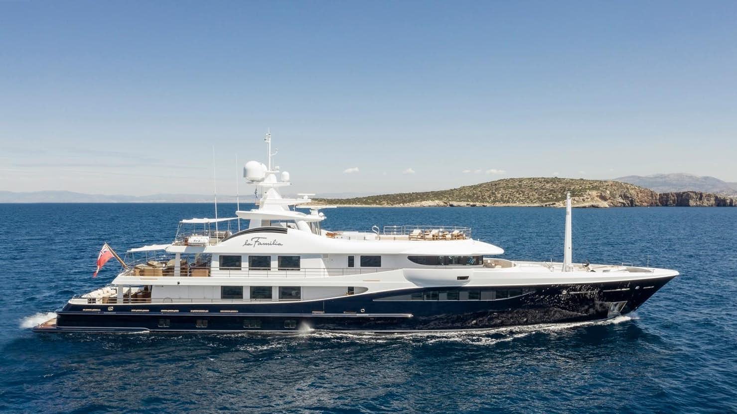 a boat on the water aboard LA FAMILIA Yacht for Sale